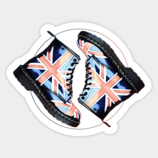 Union Jack Flag Dr Martens Boots on White Sticker